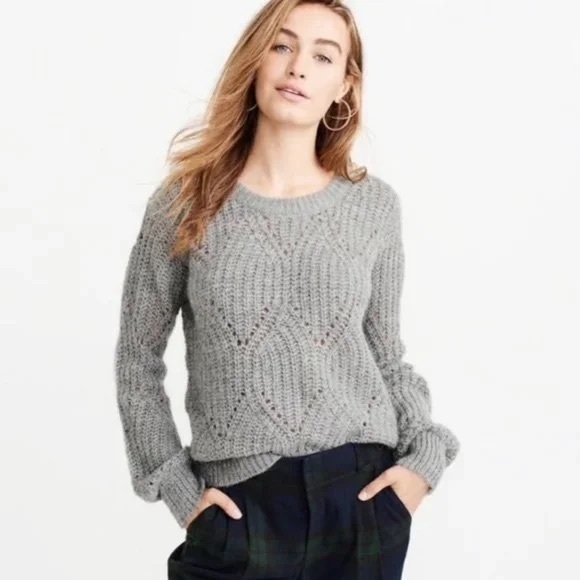 Abercrombie & Fitch gray wool & alpaca blend  knit sweater - gray - size small - Picture 8 of 8